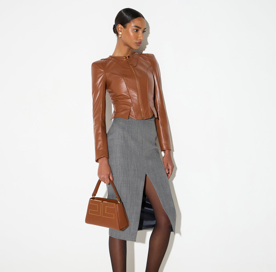 ELISABETTA FRANCHI Borsa a mano con logo BS07A66E2 Sigaro