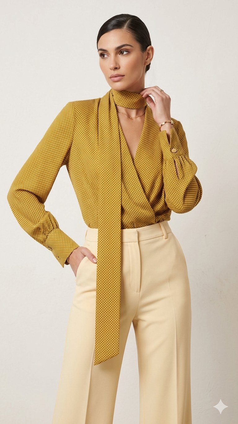 ELISABETTA FRANCHI Bodysuit Shirt CB00853E2 Curry Butter