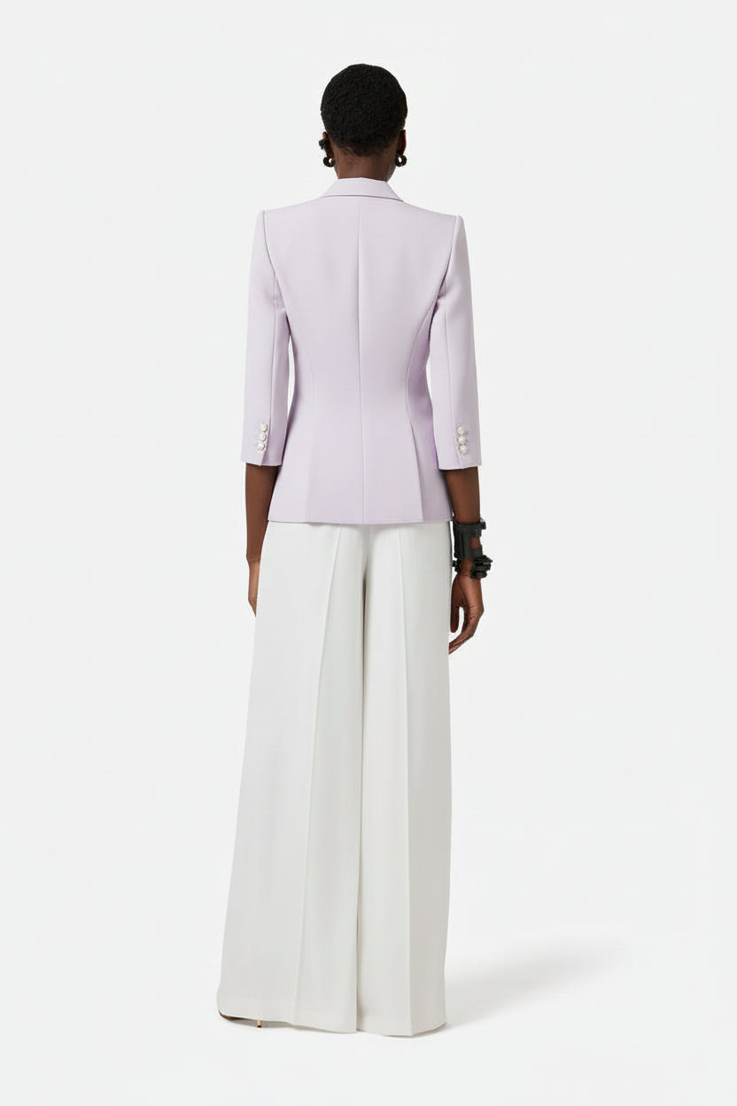ELISABETTA FRANCHI Giacca in doppio crepe stretch con dettagli logo GI21561E2 Lilla