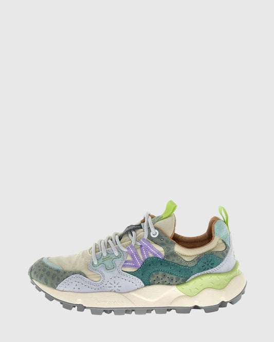 FLOWER MOUNTAIN Sneakers Donna YAMANO 3 WOMAN Suede Nylon Animalier Taupe Green Bottle