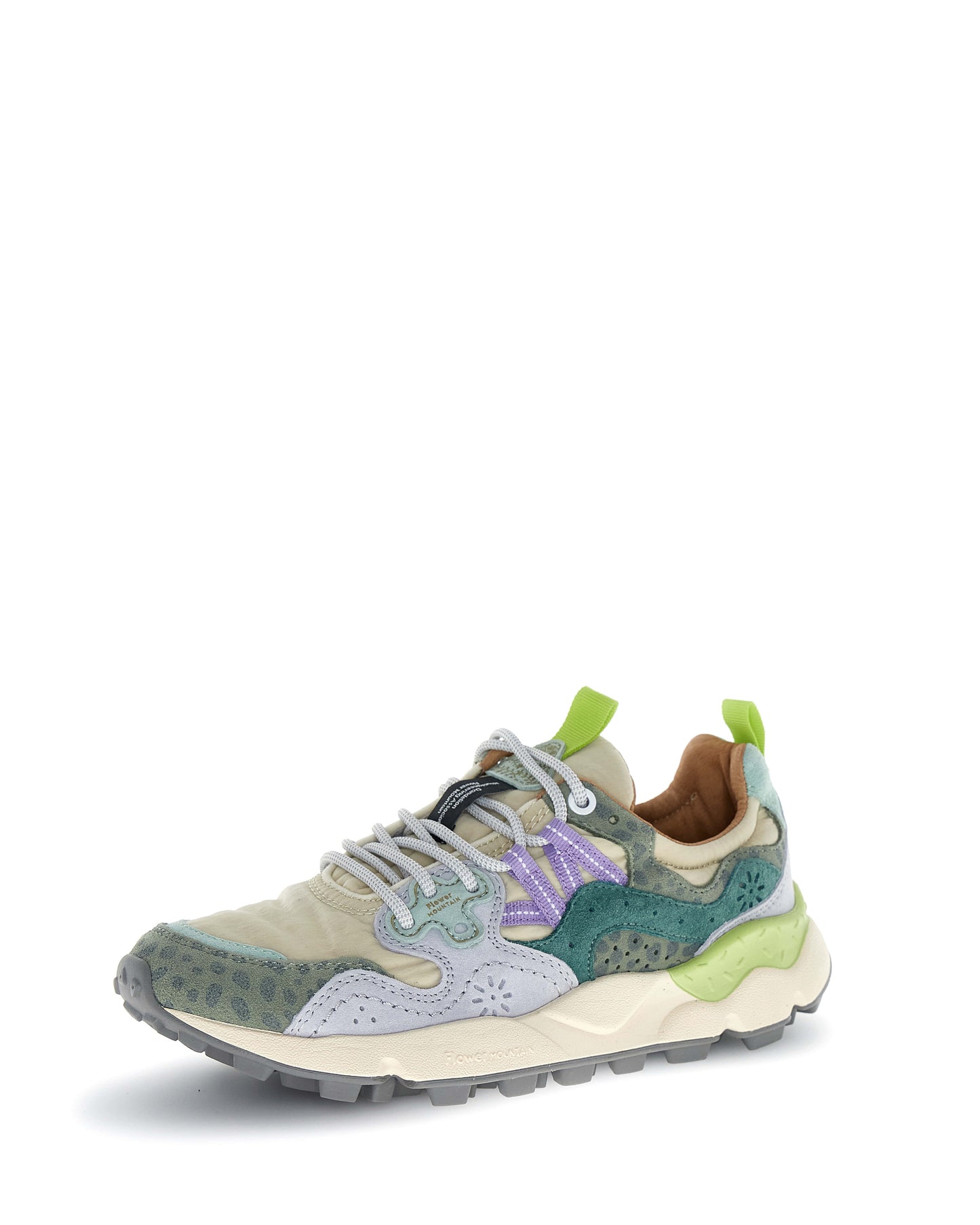 FLOWER MOUNTAIN Sneakers Donna YAMANO 3 WOMAN Suede Nylon Animalier Taupe Green Bottle