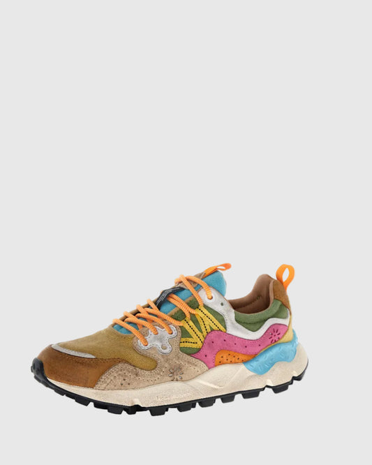 FLOWER MOUNTAIN Sneakers Donna YAMANO 3 WOMAN Suede Canvas Washed Brown Chestnut Fuchsia