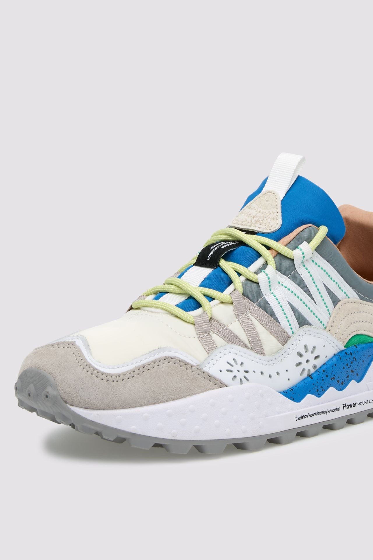 FLOWER MOUNTAIN Sneakers Uomo WASHI MAN Suede Nylon Grey White Azure