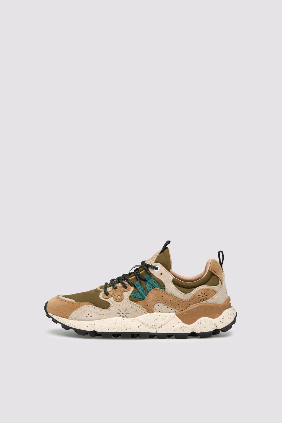 FLOWER MOUNTAIN Sneakers Uomo YAMANO 3 MAN SUEDE/NYLON  Col. CREAM BROWN TAUPE