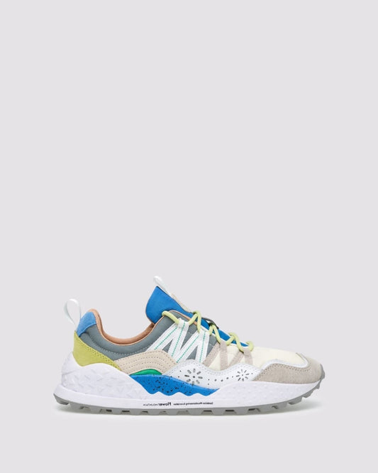 FLOWER MOUNTAIN Sneakers Uomo WASHI MAN Suede Nylon Grey White Azure