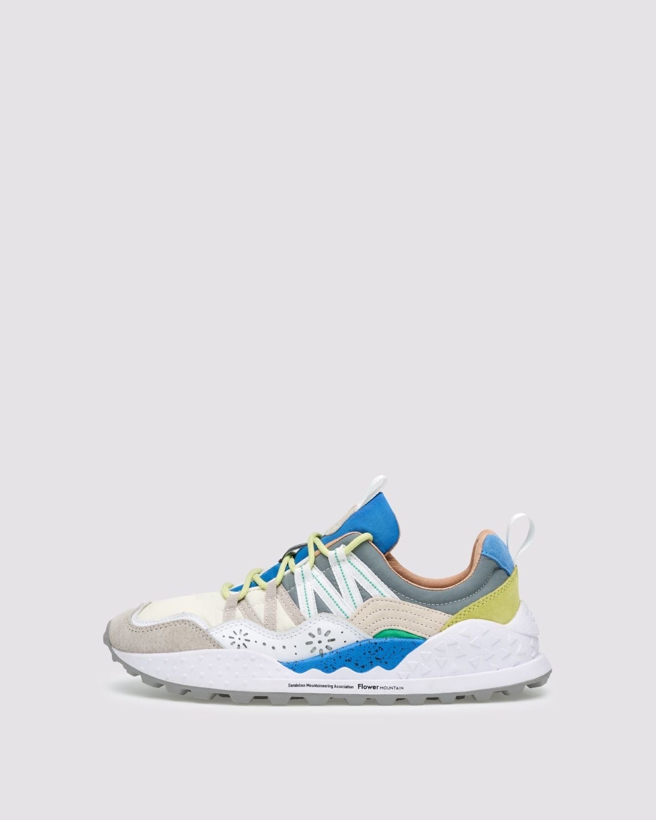 FLOWER MOUNTAIN Sneakers Uomo WASHI MAN Suede Nylon Grey White Azure