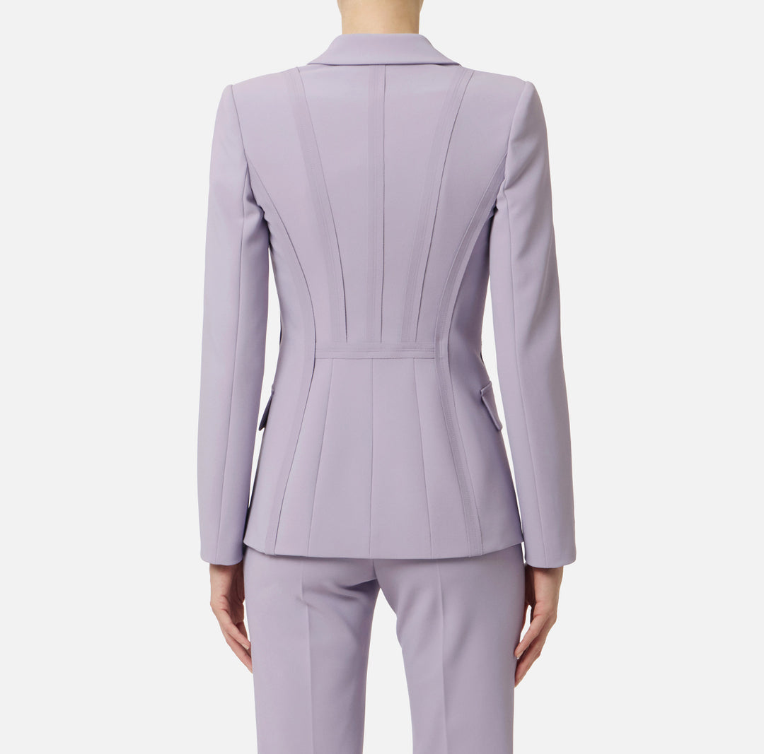 ELISABETTA FRANCHI Giacca in doppio crepe stretch con dettagli logo GI21661E2 Lilla