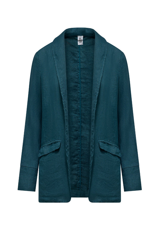 BOMBOOGIE Giacca Donna in Lino GW9449LNI6 Teal Blue 259