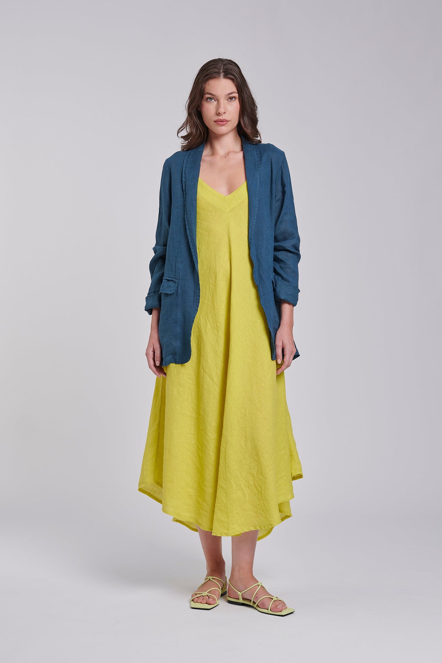 BOMBOOGIE Giacca Donna in Lino GW9449LNI6 Teal Blue 259