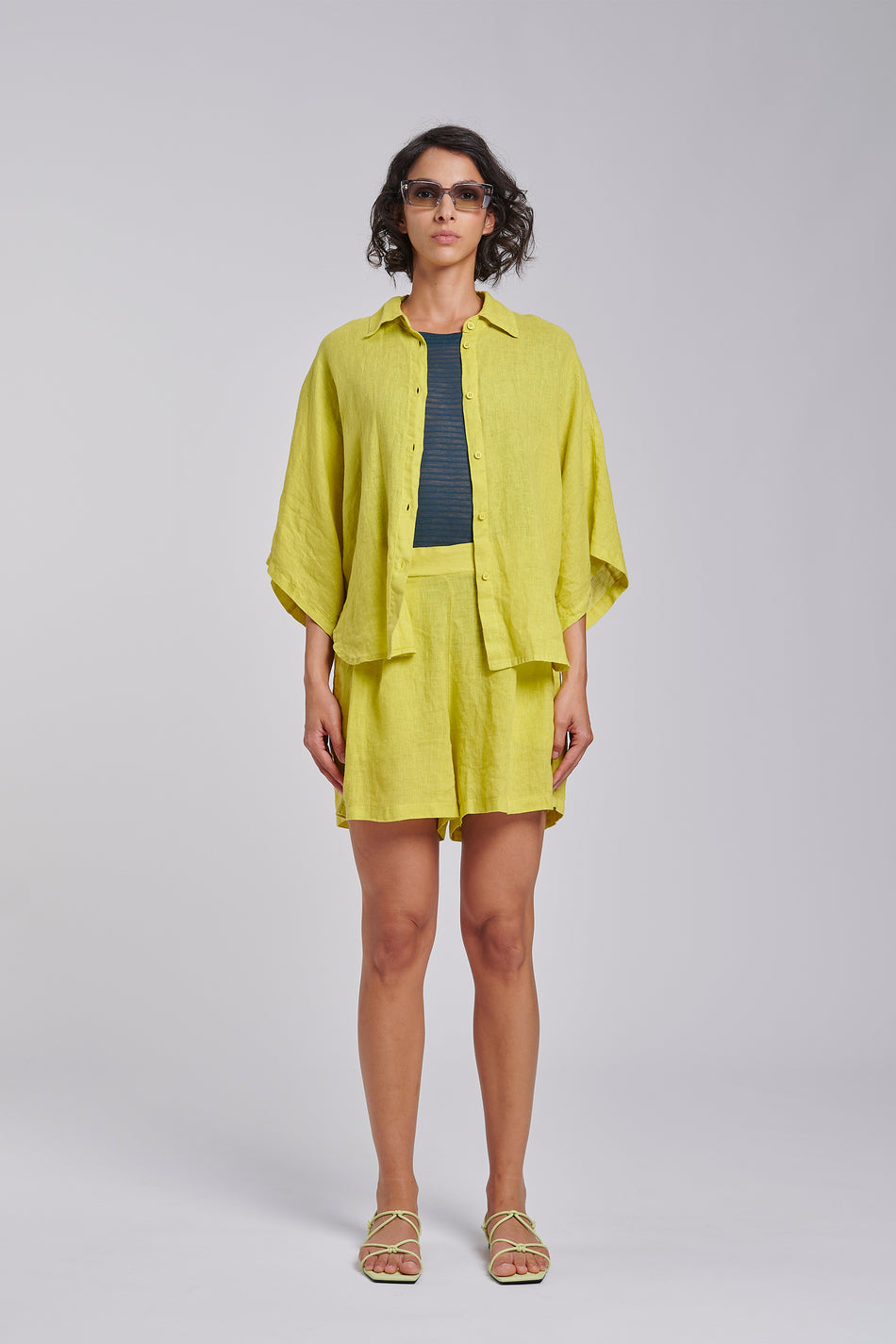 BOMBOOGIE Bermuda Donna in lino HW8392TLNI6 Cedar Yellow 619