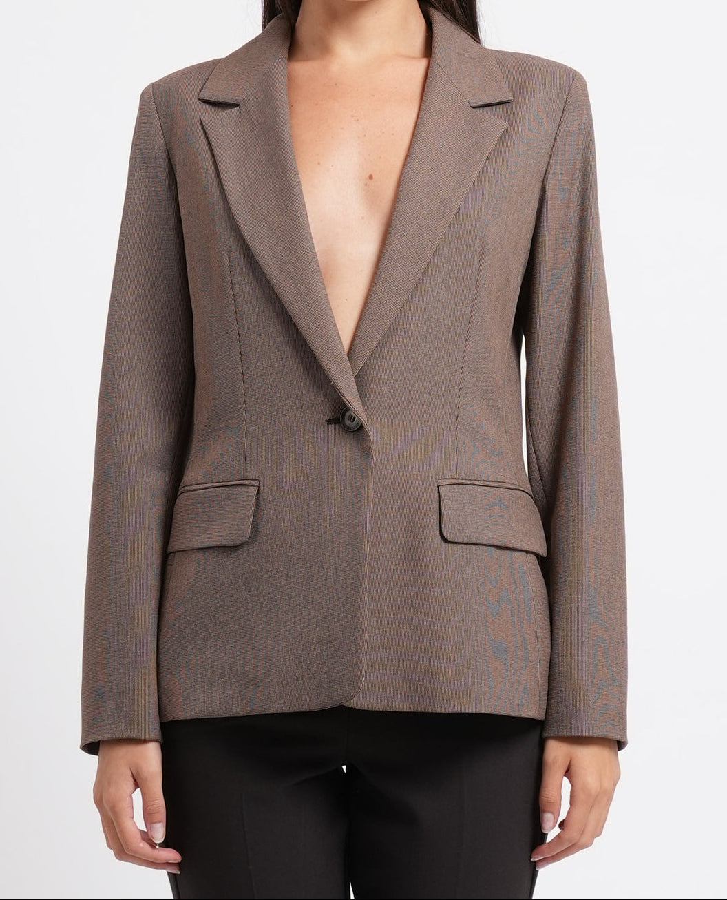 I BLUES Blazer Donna aderente IBLLATINO Microquadretto Marrone