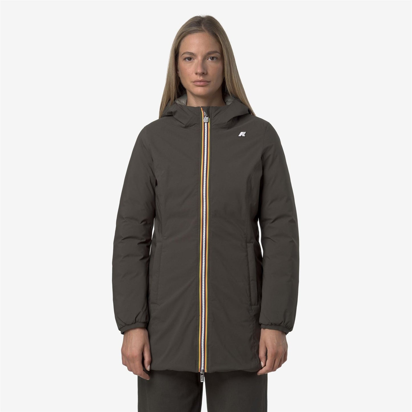 K-WAY Women's Jacket DENISE ST THERMO DOUBLE K8134CW Black Olive Green Oak B42
