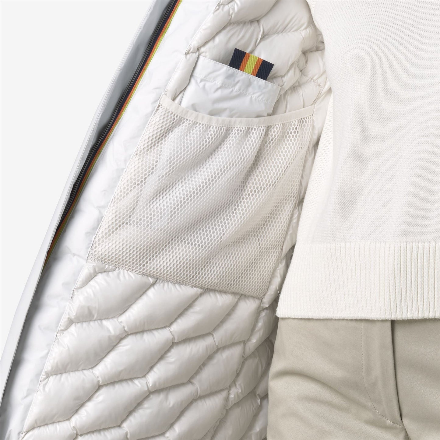 K-WAY Women's Jacket MATHIEL BONDED PADDED K5136DW WHITE GARDENIA COMBO B2Z