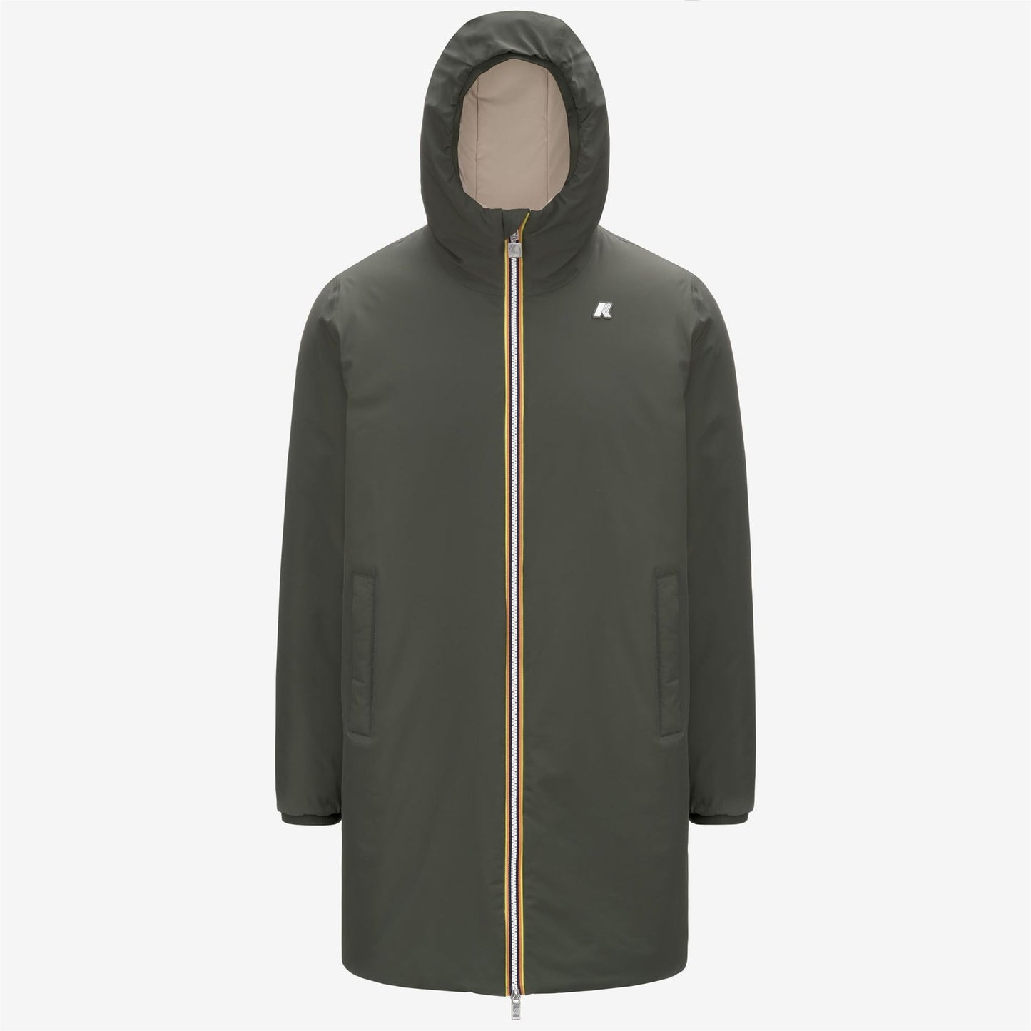 K-WAY Giaccone Uomo JACOB ST WARM REVERSIBLE K6128WW GREEN B BEIGE G ASB