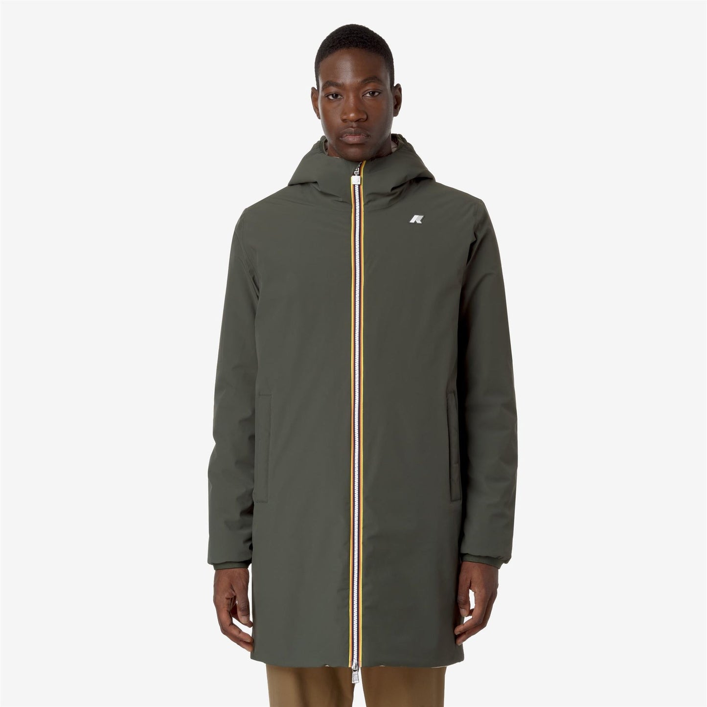 K-WAY Giaccone Uomo JACOB ST WARM REVERSIBLE K6128WW GREEN B BEIGE G ASB
