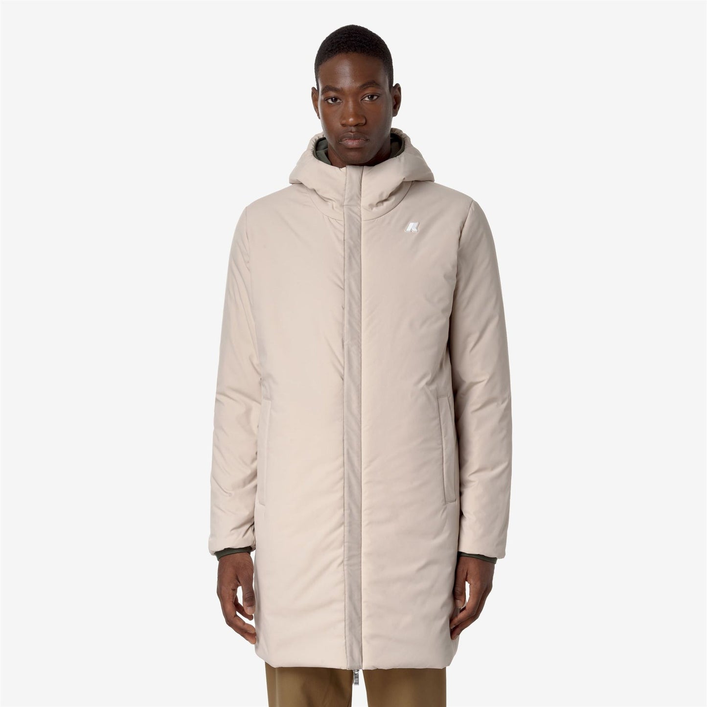 K-WAY Giaccone Uomo JACOB ST WARM REVERSIBLE K6128WW GREEN B BEIGE G ASB