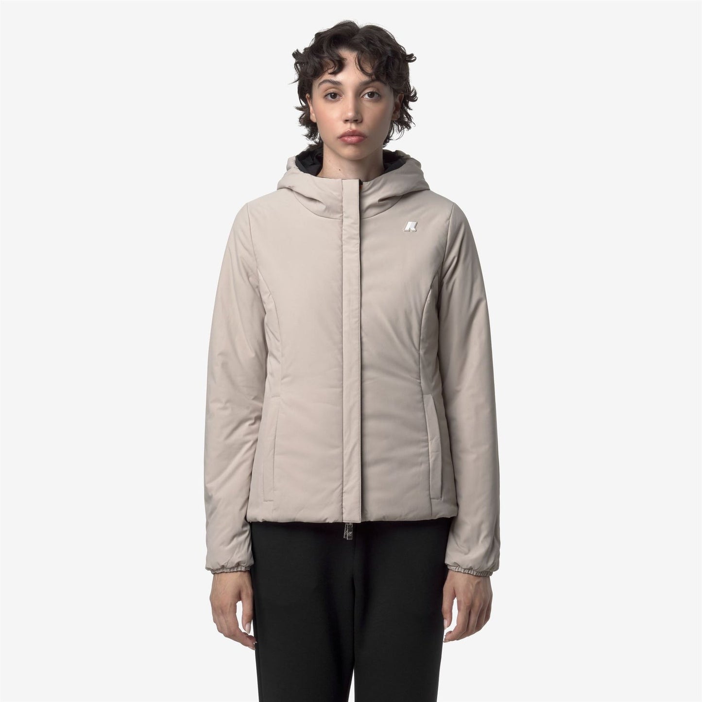 K-WAY Women's Jacket LILY ST WARM DOUBLE K6128TW Black Pure Beige Cashmere BC9