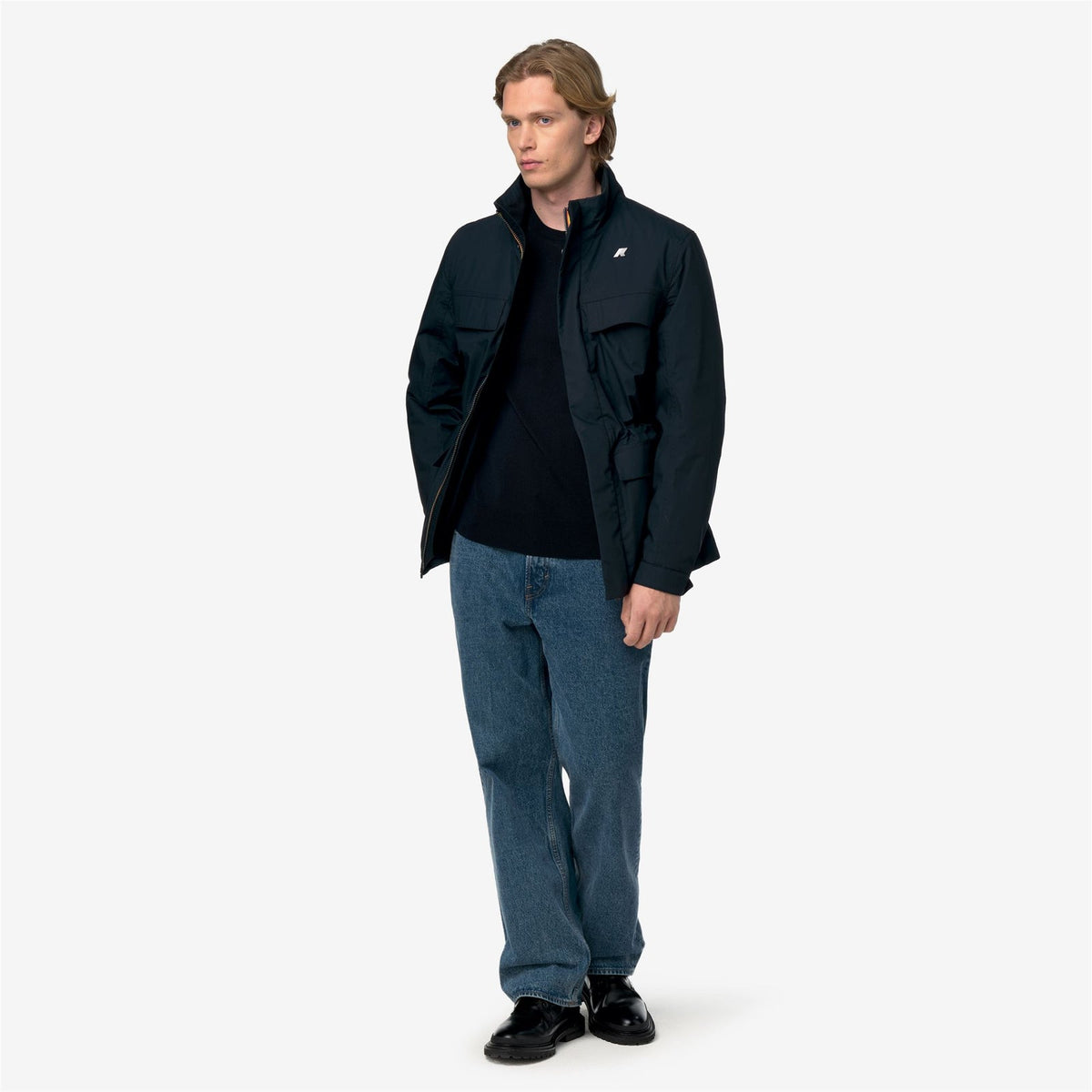K-WAY Giaccone Uomo MANUENE WARM MICRO CANVAS K4157EW Blue Depht K89