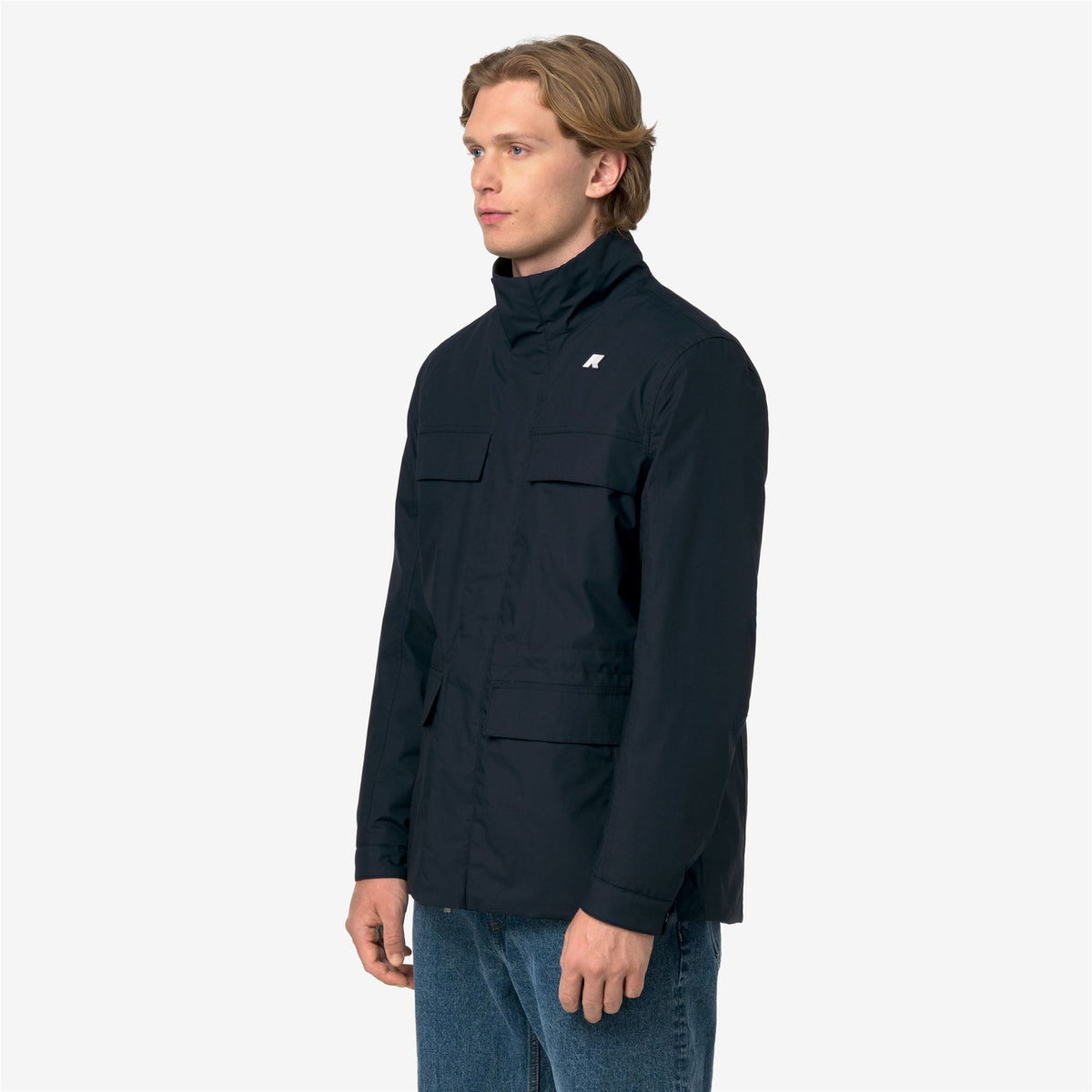 K-WAY Giaccone Uomo MANUENE WARM MICRO CANVAS K4157EW Blue Depht K89