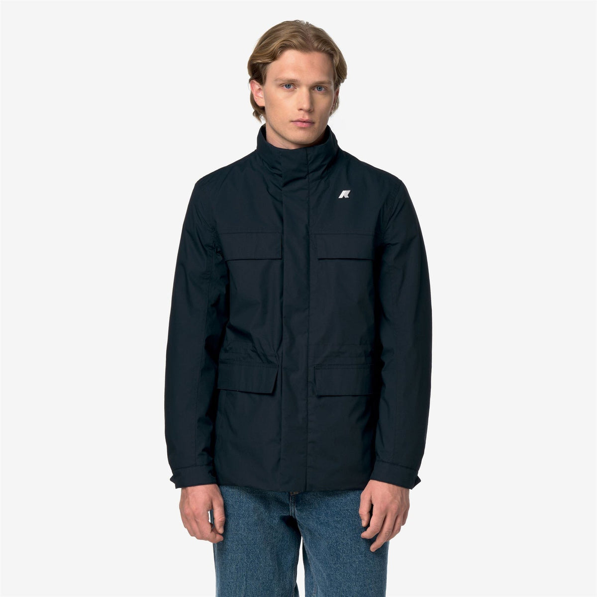 K-WAY Giaccone Uomo MANUENE WARM MICRO CANVAS K4157EW Blue Depht K89