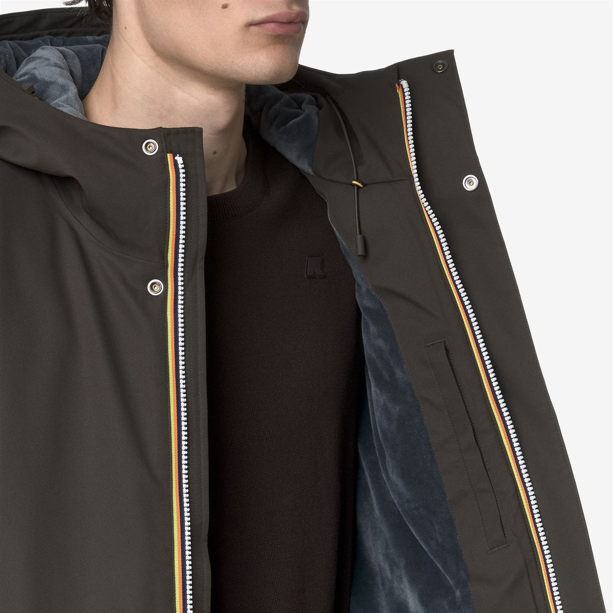 K-WAY Giubbino Uomo JACKO TWILL MARMOTTA K8133DW Black Olive Blue Airforce B2V