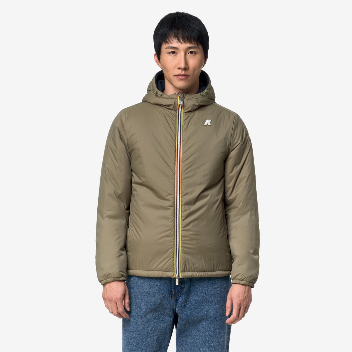 K-WAY Giubbino Uomo JACK SPACER NYLON DOUBLE K8142YW Blue Depht Green Army DOC