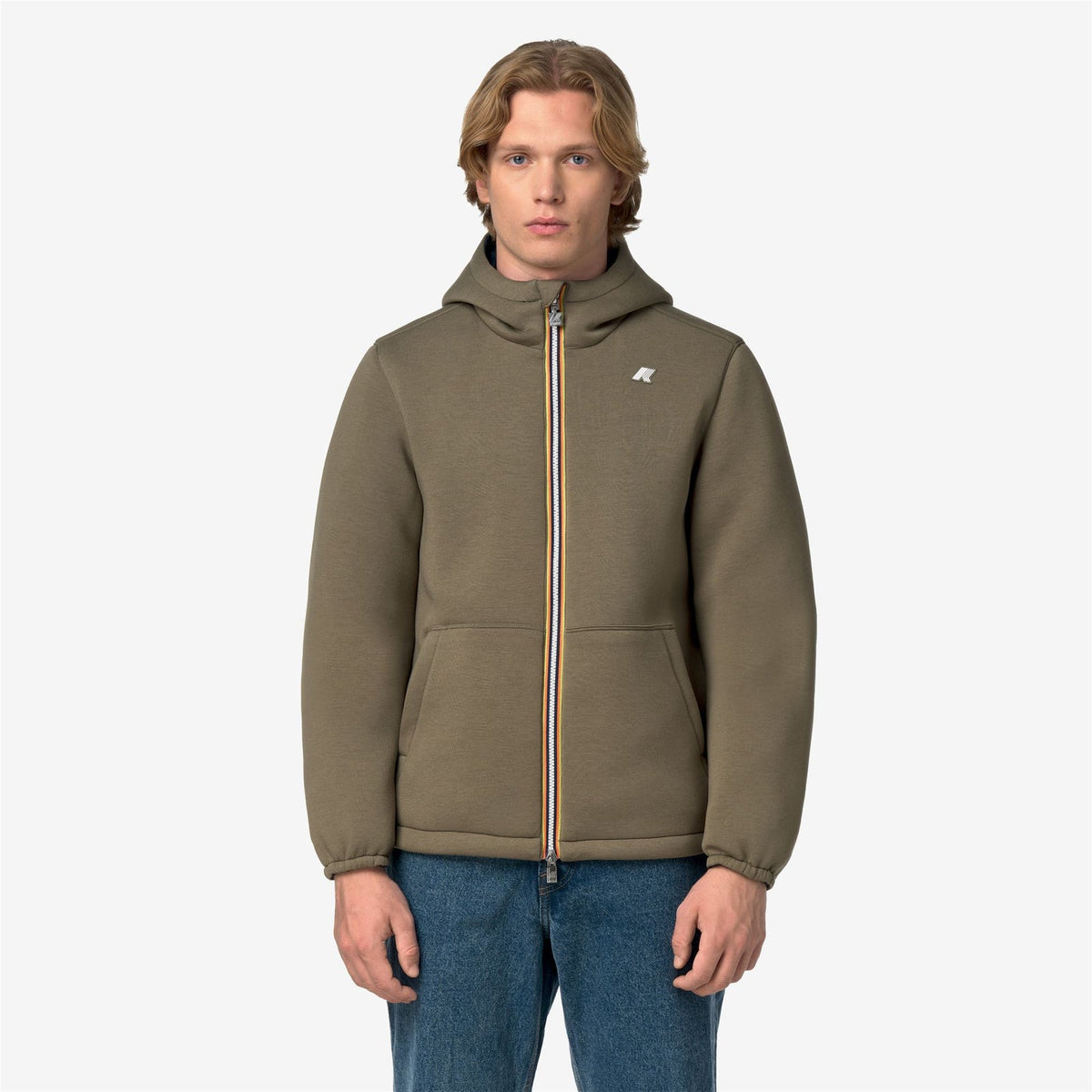 K-WAY Giubbino Uomo JACK SPACER NYLON DOUBLE K8142YW Green Army Blue Deph D07