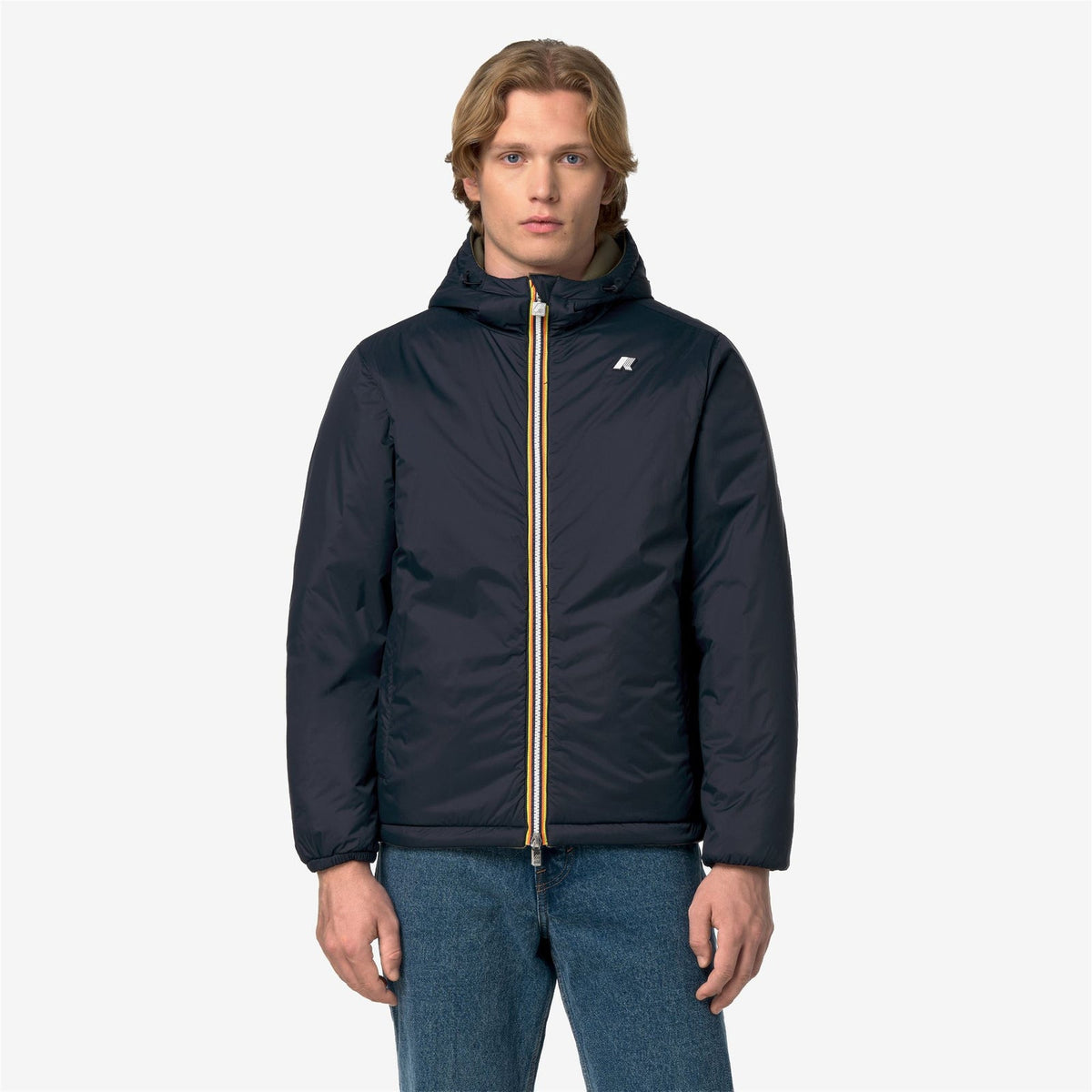 K-WAY Giubbino Uomo JACK SPACER NYLON DOUBLE K8142YW Green Army Blue Deph D07