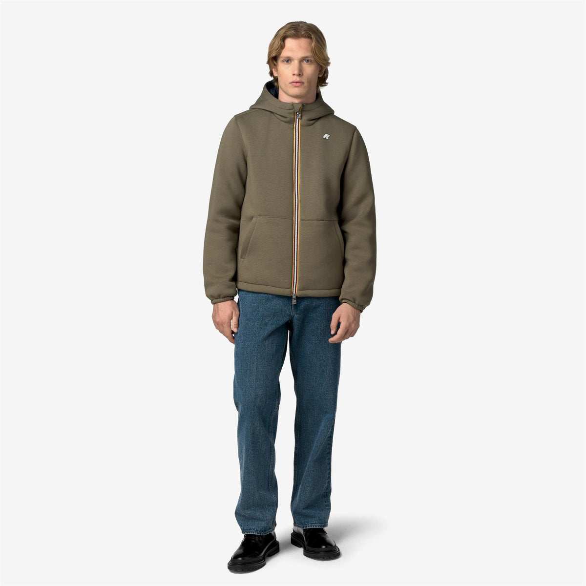 K-WAY Giubbino Uomo JACK SPACER NYLON DOUBLE K8142YW Green Army Blue Deph D07