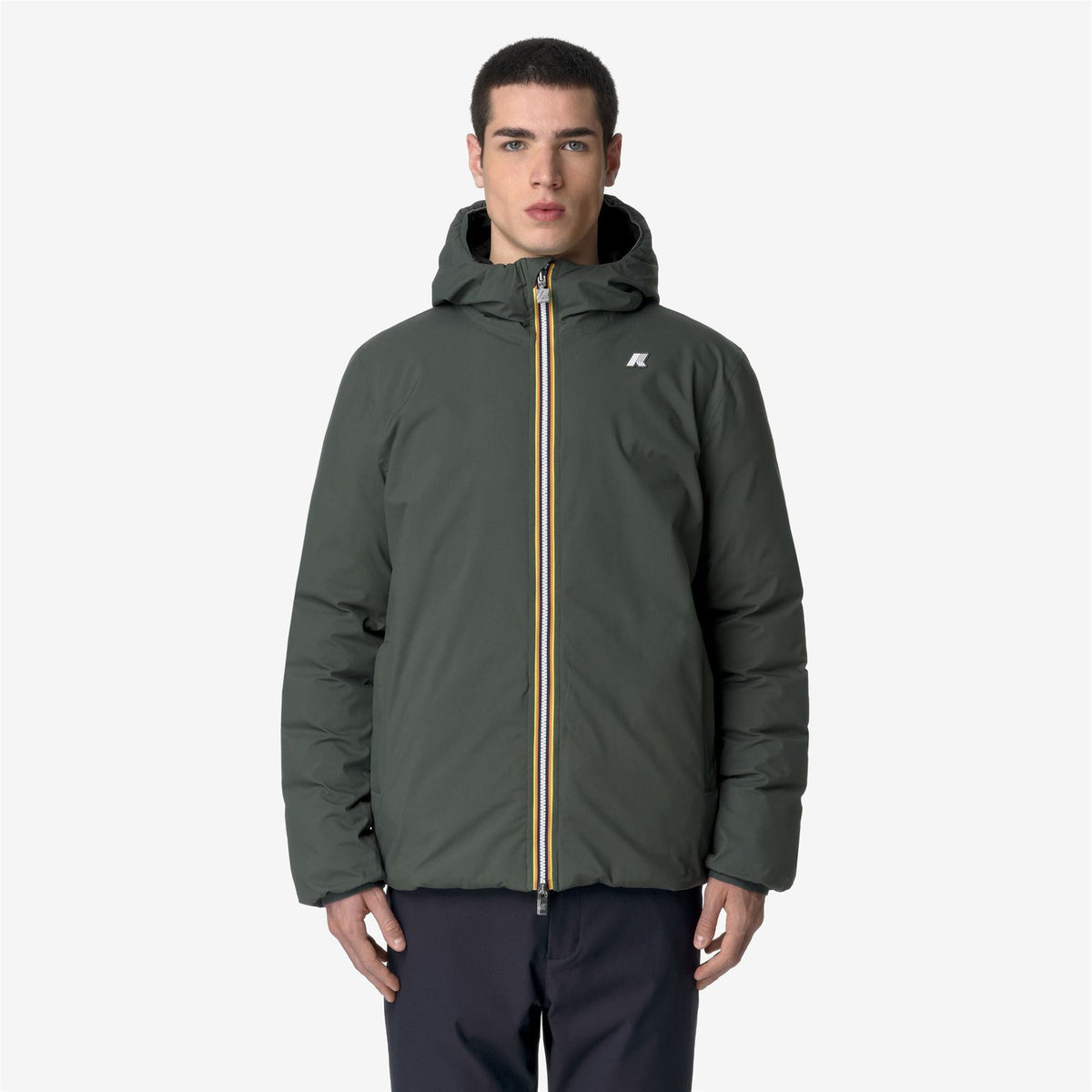K-WAY Giubbino Uomo JACK ST THERMO DOUBLE K8127WW Green Blackish Black Pure AGQ