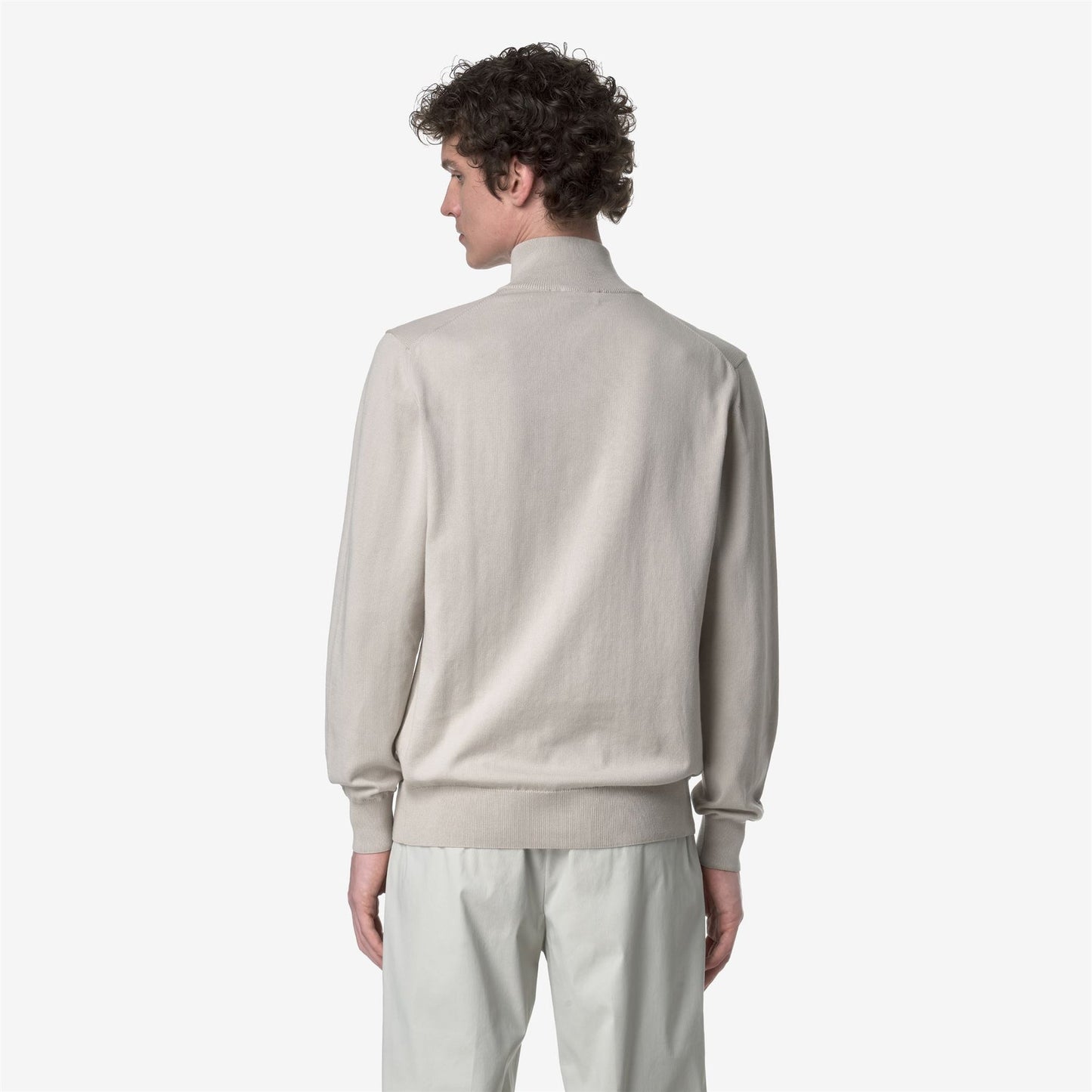 K-WAY Men's Zip-Up Sweater FINNY COTTON PS K41321W Beige LT 634