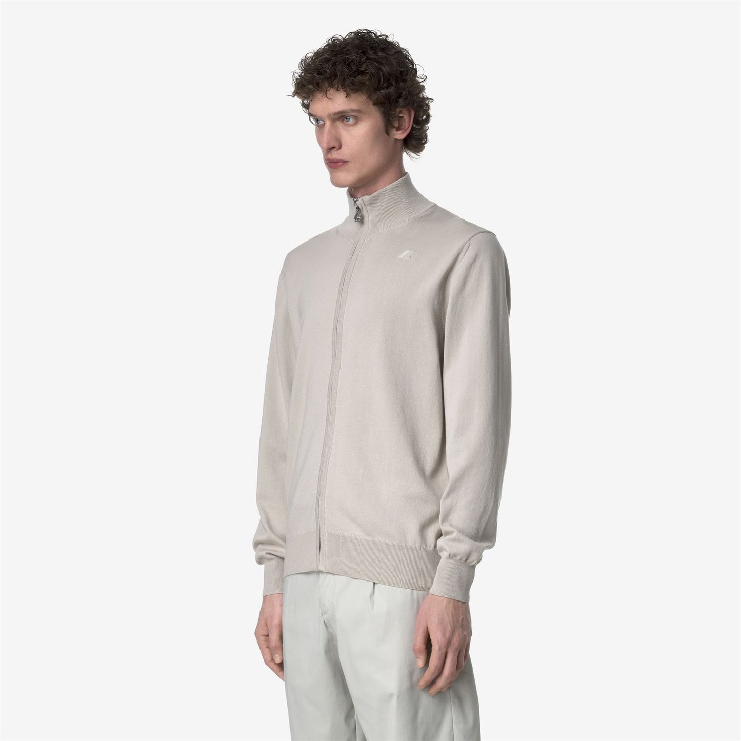 K-WAY Men's Zip-Up Sweater FINNY COTTON PS K41321W Beige LT 634