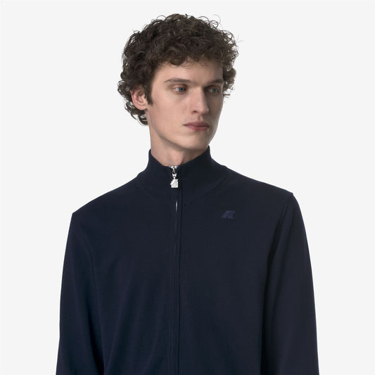K-WAY Maglia Zip Uomo FINNY COTTON PS K41321W Blue Depth K89