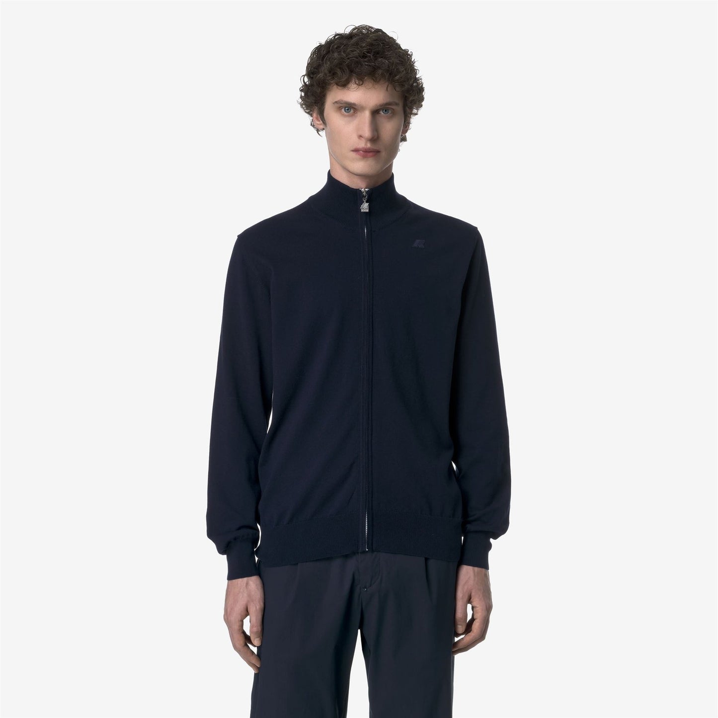 K-WAY Men's Zip Sweater FINNY COTTON PS K41321W Blue Depth K89