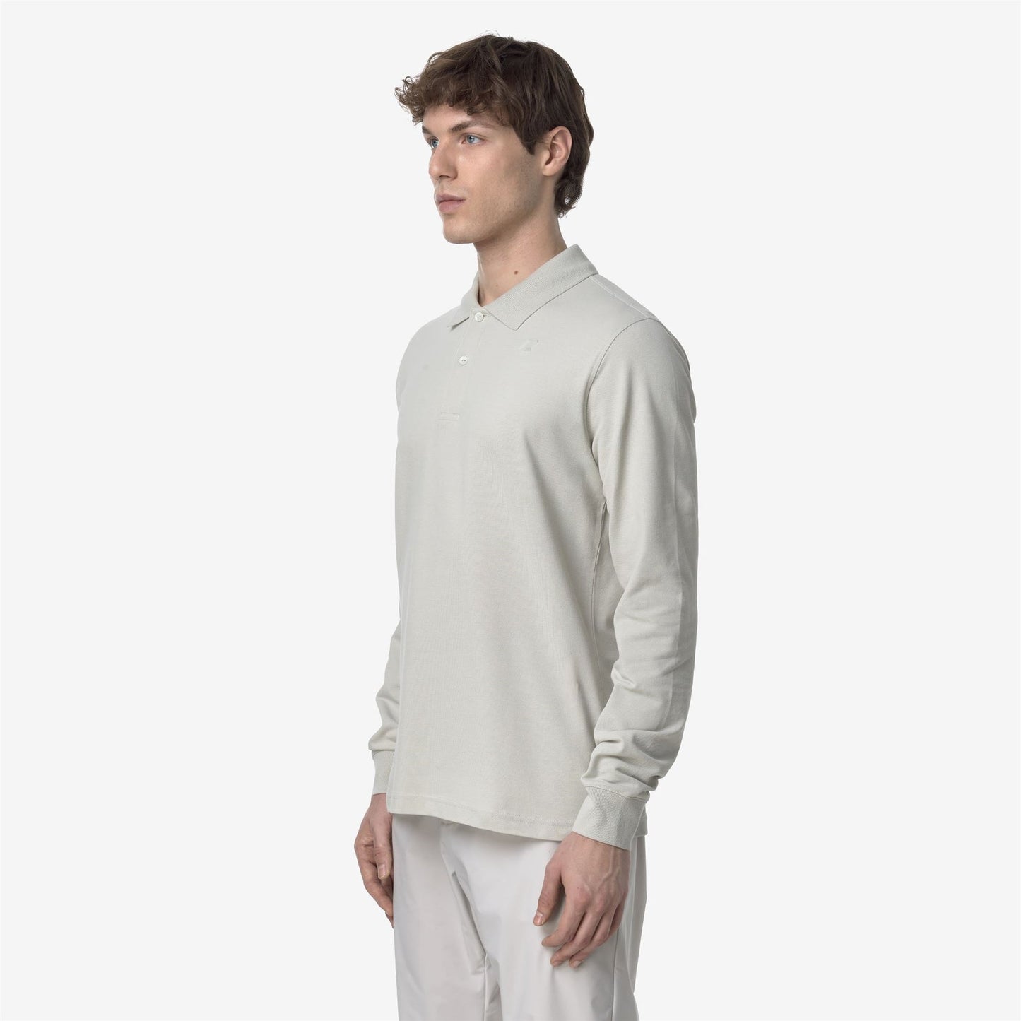 K-WAY Men's Long-Sleeved Polo Shirt MONJU PIQUE SLIM K1125GW Beige LT 634