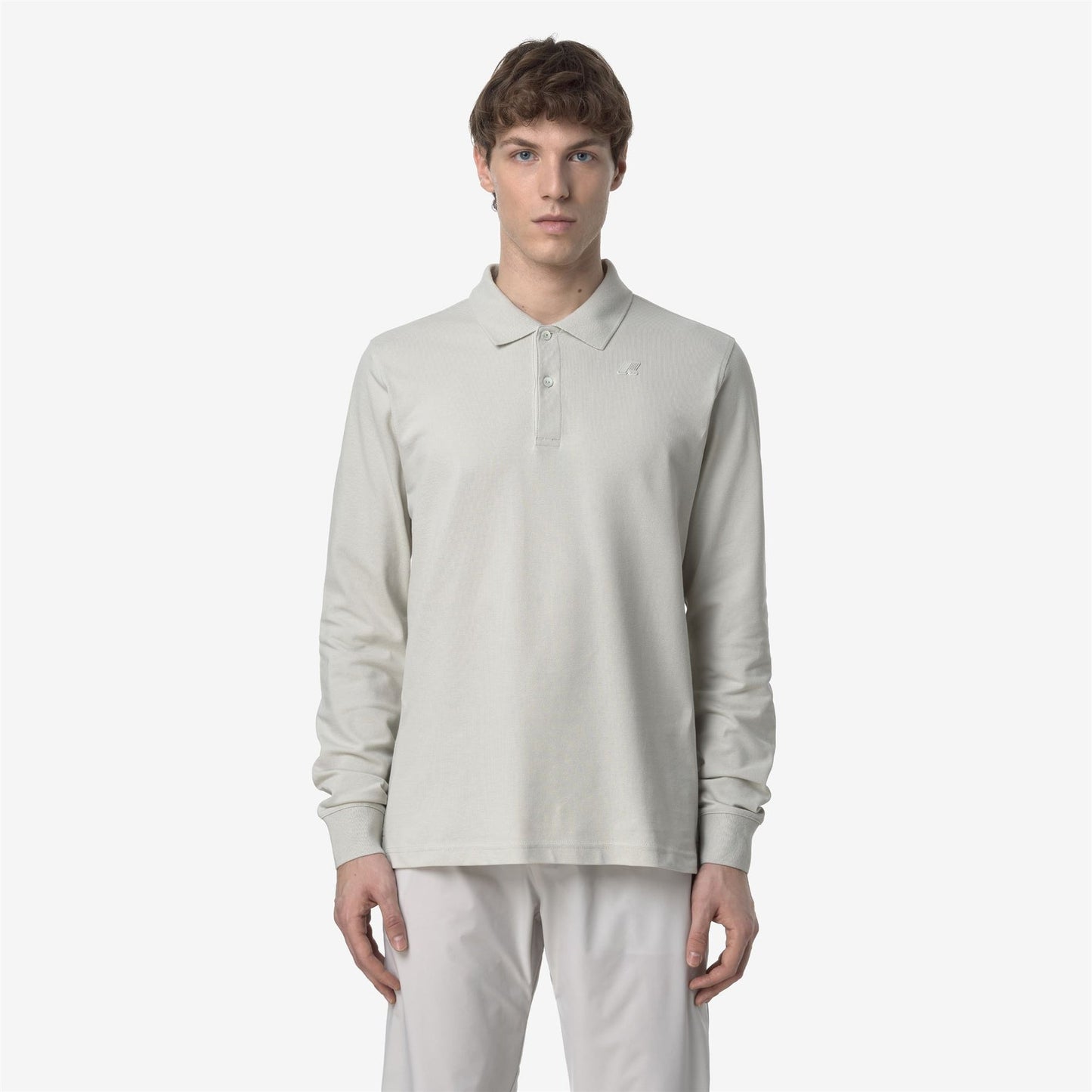 K-WAY Men's Long-Sleeved Polo Shirt MONJU PIQUE SLIM K1125GW Beige LT 634