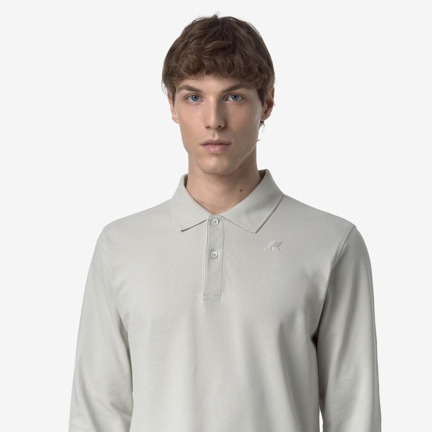 K-WAY Men's Long-Sleeved Polo Shirt MONJU PIQUE SLIM K1125GW Beige LT 634