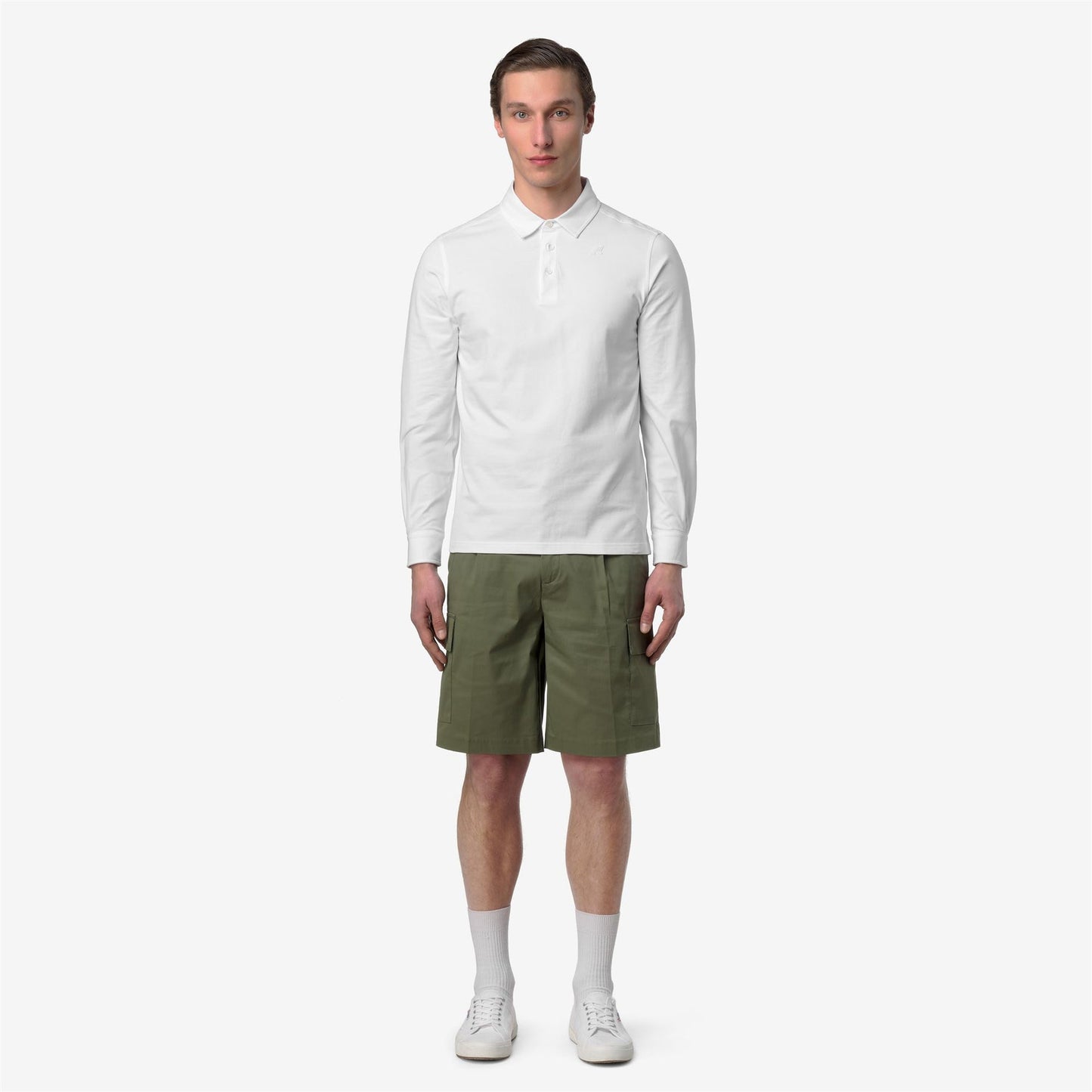 K-WAY Men's Polo m/l TIBOR LT STRETCH JERSEY SLIM K2142PW White 001