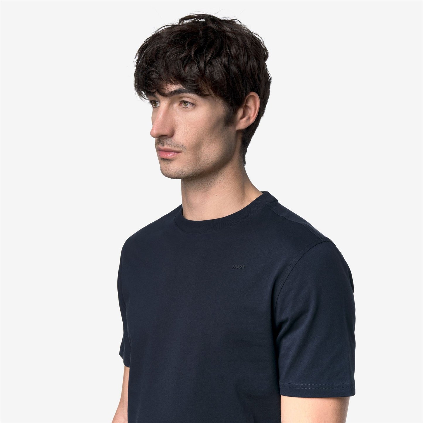 K-WAY T-Shirt Uomo ODOM JERSEY MICRO LETTERING SLIM K81489W Blue Depth K89