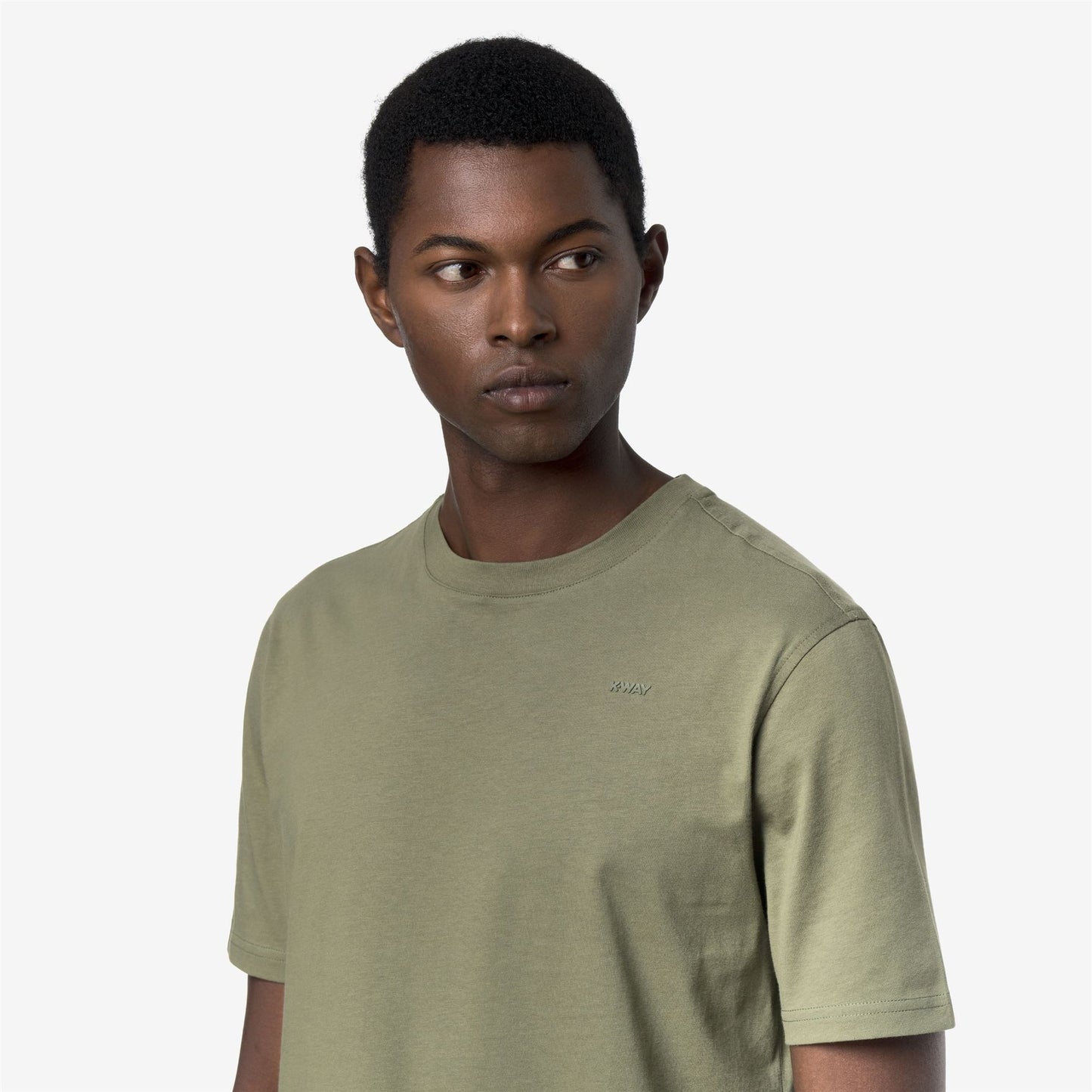 K-WAY T-Shirt Uomo ODOM JERSEY MICRO LETTERING SLIM K81489W Green Lichen V15