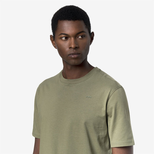 K-WAY T-Shirt Uomo ODOM JERSEY MICRO LETTERING SLIM K81489W Green Lichen V15