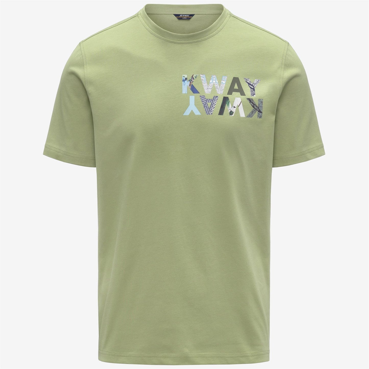 K-WAY T-Shirt Uomo ODOM SLIM JERSEY KWAY LETTERING K71354W Green Dk Lime T70