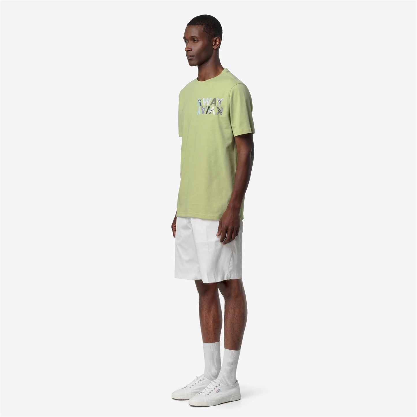 K-WAY T-Shirt Uomo ODOM SLIM JERSEY KWAY LETTERING K71354W Green Dk Lime T70