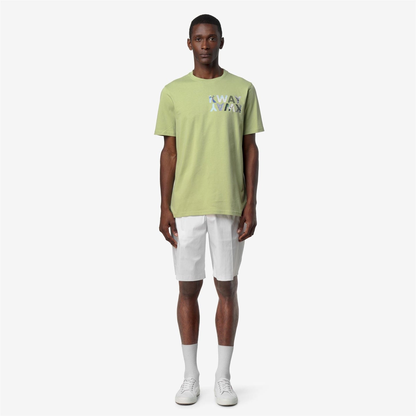 K-WAY T-Shirt Uomo ODOM SLIM JERSEY KWAY LETTERING K71354W Green Dk Lime T70