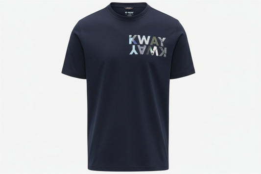 K-WAY T-Shirt Uomo ODOM SLIM JERSEY KWAY LETTERING K71354W Blue Depth K89