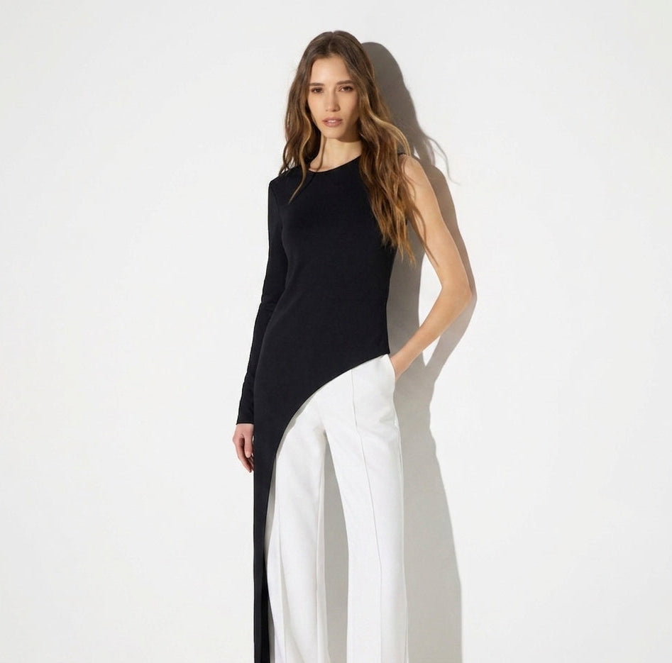 ELISABETTA FRANCHI Maglia in jersey lucido MD00367E2 Nero