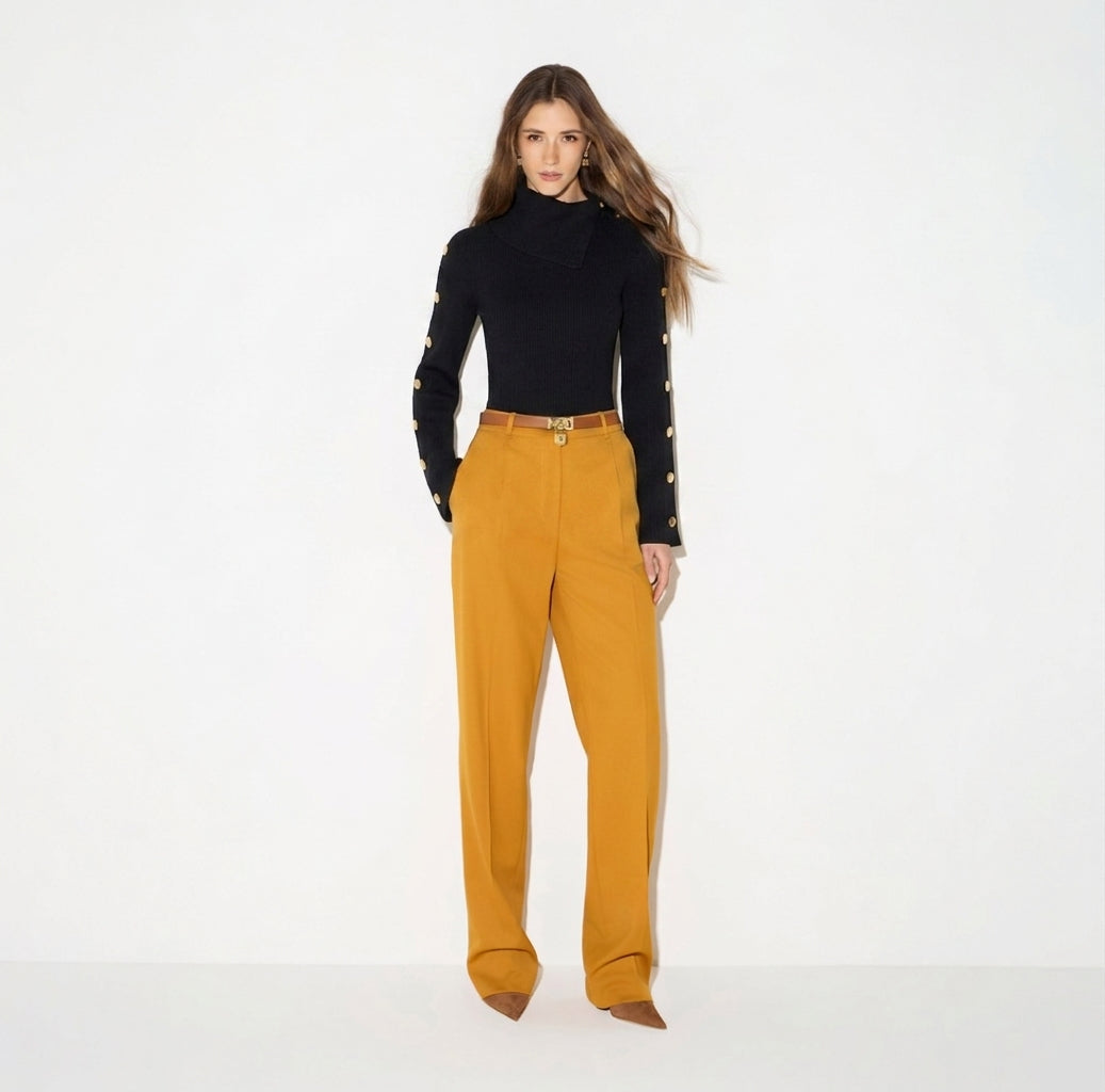 ELISABETTA FRANCHI Pullover in maglia con bottoni gioiello MK03S66E2 Nero