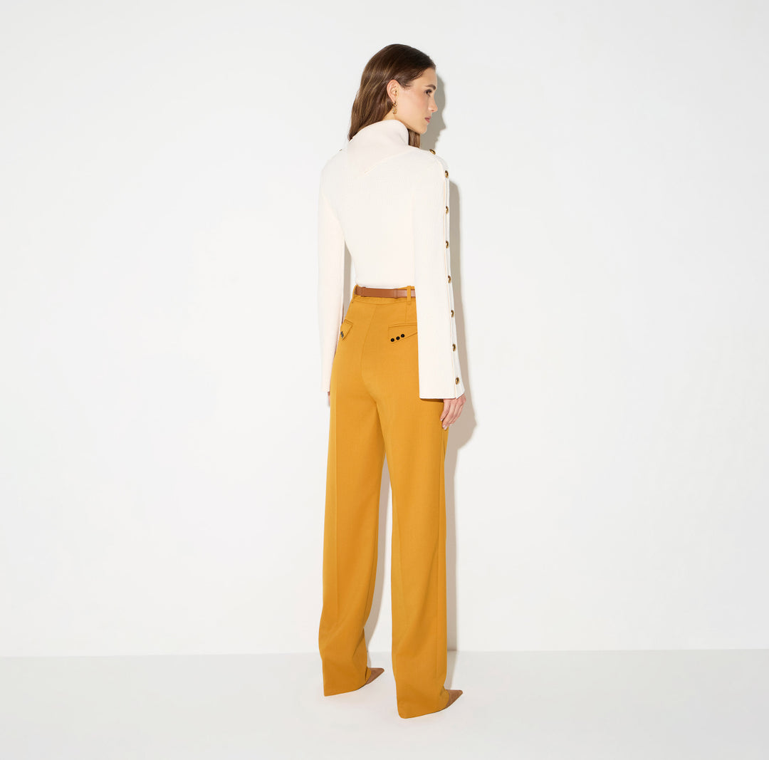 ELISABETTA FRANCHI Pullover in maglia con bottoni gioiello MK03S66E2 Burro