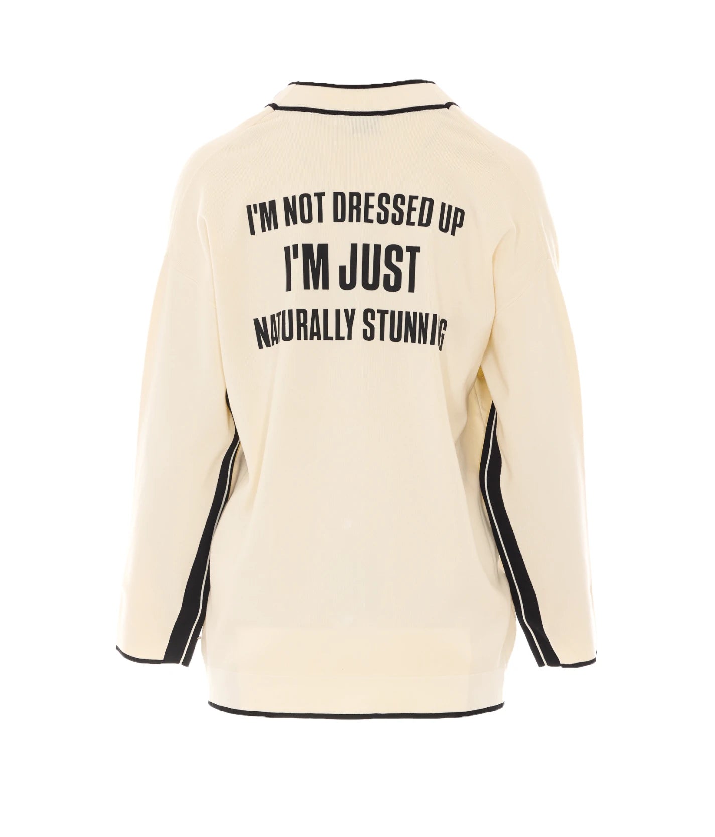 ELISABETTA FRANCHI Maglia Cardigan bottoni gioiello MK13S66E2 Burro-Nero