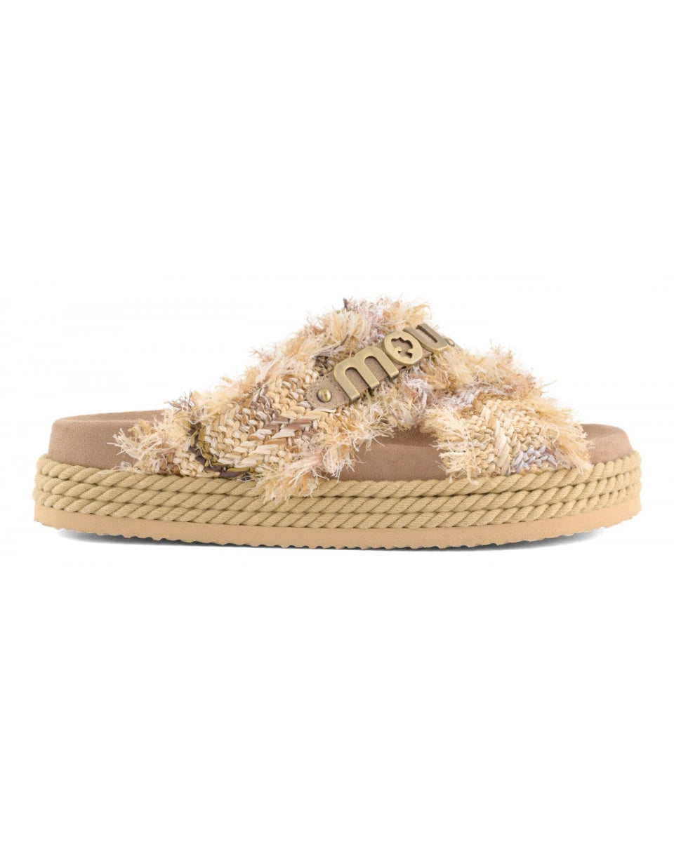 MOU Criss-cross Rope Sandal Raffia Earth